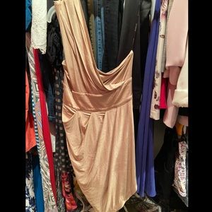 One shoulder light pink BEBE dress